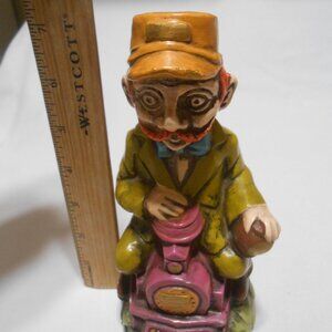 Vtg porcelain Holiday Fair BANK original stopper handcrafted Train Conductor 🔥